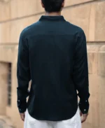 Airforce Blue Linen Blend Shirt - Image 5