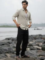 Beige  Checks Shirt - Image 7