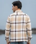 Beige Checks Zipper Overshirt - Image 6