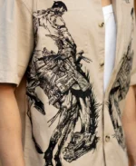 Beige Cowboy Print Boxy Shirt - Image 5