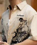 Beige Cowboy Print Boxy Shirt - Image 6