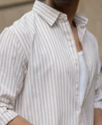 Beige Lightweight Cotton Stripe Shirt - Image 6