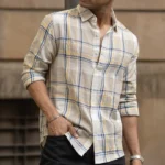 Beige Lightweight Structure Checks Shirt