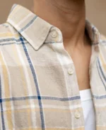 Beige Lightweight Structure Checks Shirt - Image 5