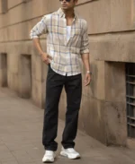 Beige Lightweight Structure Checks Shirt - Image 8