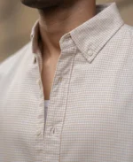Beige Microchecks Oxford Shirt - Image 5