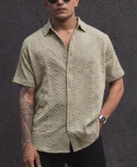 Beige Oversized Structured Half Sleeves Shirt - Image 3