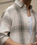 Beige Structured Checked Shirt - Image 3