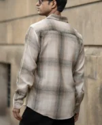 Beige Structured Checked Shirt - Image 4