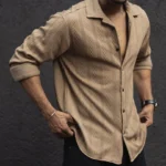 Beige Structured Regular Fit Shirt