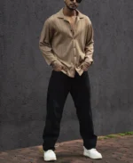 Beige Structured Regular Fit Shirt - Image 7