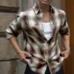 Beige Washed Checks Shirt