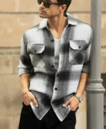 Black And White Checks Overshirt - Image 3