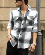 Black And White Checks Overshirt - Image 4