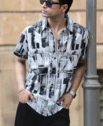 Black And White Light Weight Printed Shirt - Image 2