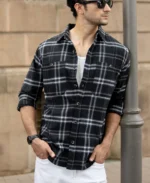 Black Brushed Checkrd Shirt - Image 2