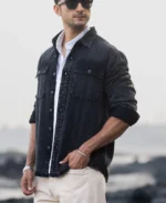 Black Charcoal Washed Denim Shirt - Image 2