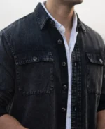 Black Charcoal Washed Denim Shirt - Image 5