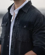 Black Charcoal Washed Denim Shirt - Image 6