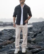 Black Charcoal Washed Denim Shirt - Image 8