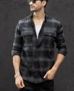 Black Brushed Checkrd Shirt