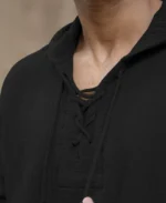 Black Crinkled Hooded Shirt - Image 4