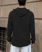 Black Crinkled Hooded Shirt - Image 5