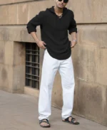 Black Crinkled Hooded Shirt - Image 6