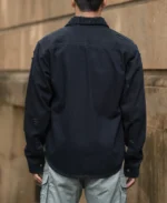 Black Distressed Denim Overshirt - Image 7