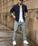 Black Distressed Denim Overshirt - Image 8