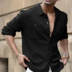 Black Double Pocket Knit Shirt