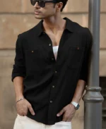 Black Double Pocket Knit Shirt - Image 4