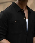 Black Double Pocket Knit Shirt - Image 5