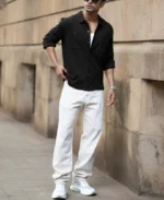 Black Double Pocket Knit Shirt - Image 8