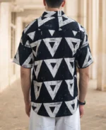 Black Geometric Structured Print Shirt - Image 7