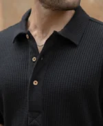 Black Knit Polo Neck Shirt - Image 5