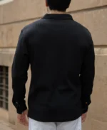 Black Knit Polo Neck Shirt - Image 6