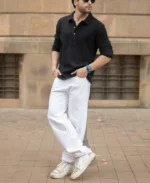 Black Knit Polo Neck Shirt - Image 7