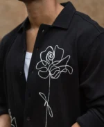 Black Knitted Embroidery Shirt - Image 4