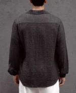 Black Kurta Style Regular Fit Full Sleeves Shirt - Image 5