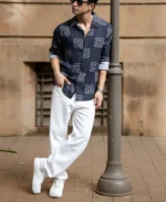 Black Lightweight Printed Shirt