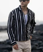 Black Lightweight Striped Shirt - Image 2