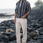 Black Lightweight Striped Shirt