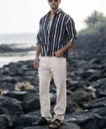 Black Lightweight Striped Shirt