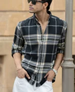 Black Macro Checks Button Down Shirt - Image 6