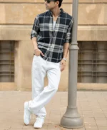 Black Macro Checks Button Down Shirt - Image 5