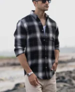 Black Structured Button Down Shirt - Image 3