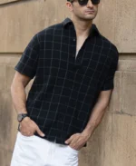 Black Structured Checks Shirt - Image 6