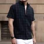 Black Structured Checks Shirt