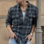 Black Structured Checked Shirt